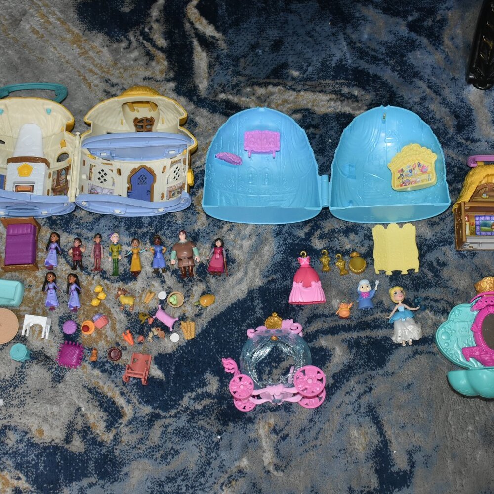 Disney Wish CINDERELLA ARIEL LOT Cottage Home Playset lot Mini Doll Figure set